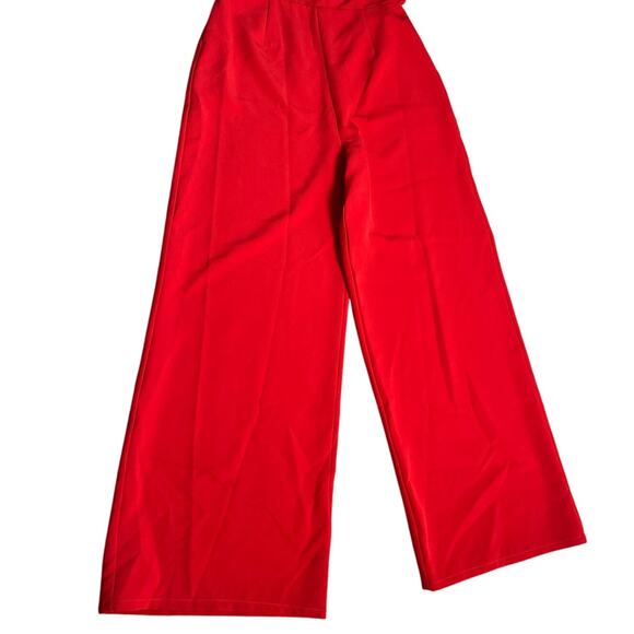 Sugar Lips Bright Red After Hours Backless Halter Jumpsuit with Pockets Size XL - Picture 10 of 10